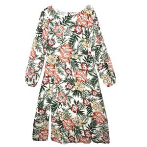 Glamorous Long Tropical A-Line Dress Womens 10 Long Sleeve Tie Back‎ Vacation